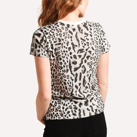 ATM Anthony Thomas Melillo Leopard Print Mixed School Boy Crew T-shirt - Picture 2 of 8